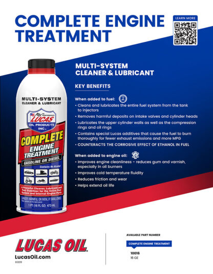 Lucas Oil 10016 Fuel System Cleaner; Use To Clean/ Lubricates And Fuel Stabilizer For Entire Fuel System